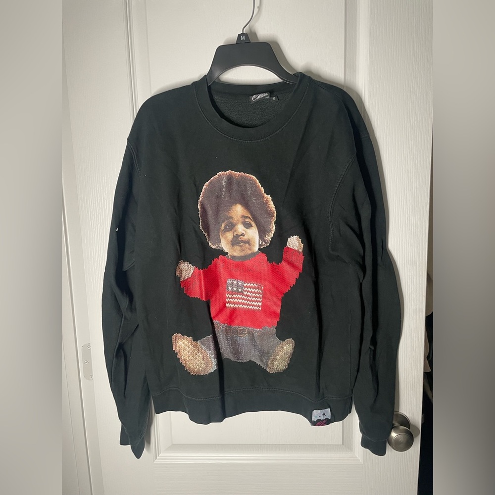 Black sweatshirt with baby